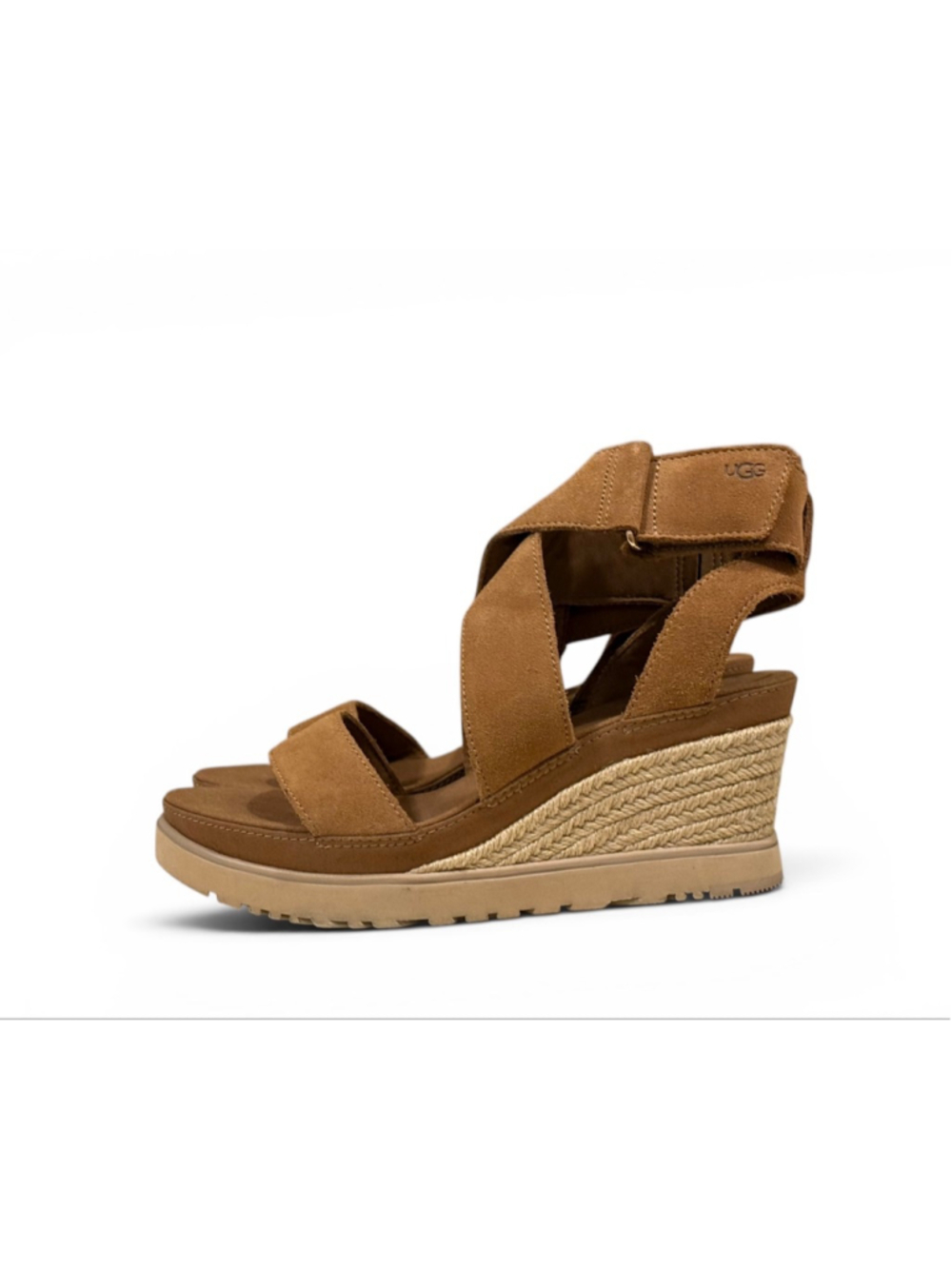 UGG Lleana Wedge Sandals Womens Sz 9 Chestnut Brown Suede Platform Espadrille - Picture 7 of 8